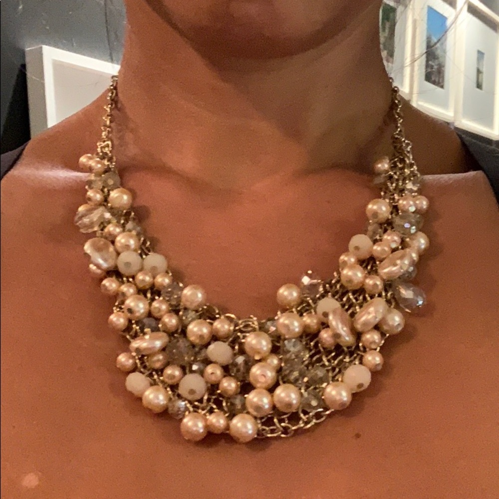 Saks Pearl Bib Necklace